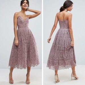 ASOS Victorian Lavender Lace Cami Midi Prom Dress